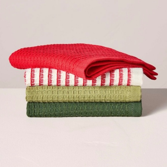 Hearth & Hand Magnolia 4pk Waffled Cotton Christmas Dishcloth Set - Picture 1 of 10